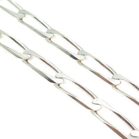 925 Sterling Silver Vintage Italy Paperclip Chain Necklace 24" - Picture 3 of 6